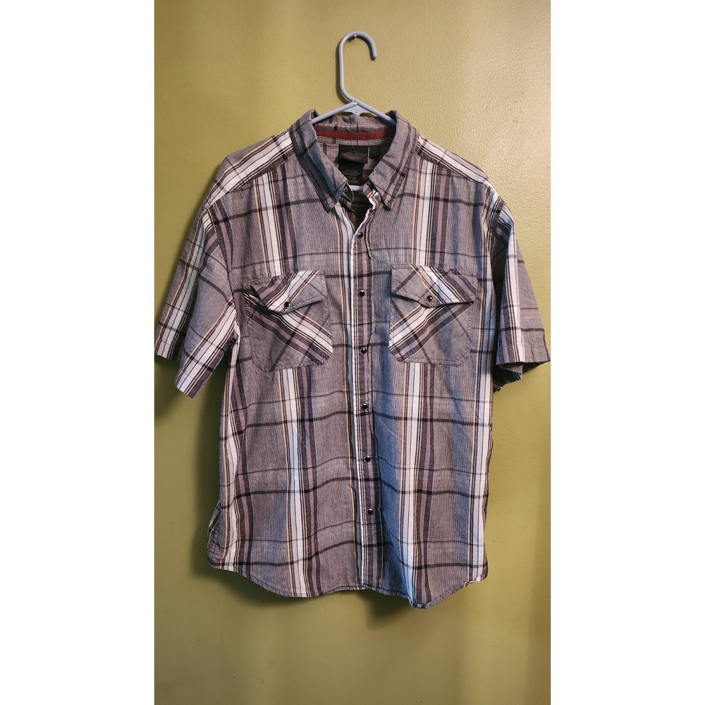 Men's Harley Davidson Motorcycle‎ Shirt Size Large Gray Biker's Button Up Shirt